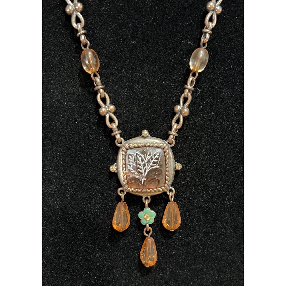 Vintage Crazy Horse Liz Claiborne Boho Tree of Life Pendant Necklace CH Signed
